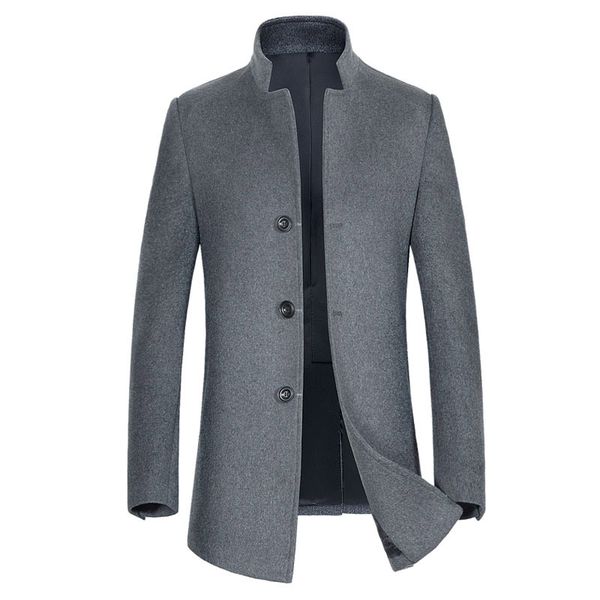 

2018 m-3xl plus size wool coat men new style business woolen trench coats male stand collar single breasted slim overcoat, Black