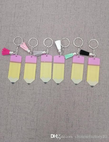 

брелок для ключей на день учителя подарок карандаш брелок с кисточкой новый дизайнерский карандаш брелок 6 цветов 2019, Red;brown