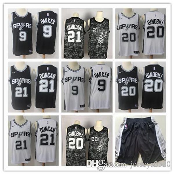 

mens san antonio spurs throwback david 50 robinson tim 21 duncan manu 20 ginobili tony 9 parker basketball shorts basketball jerseys, Black;red
