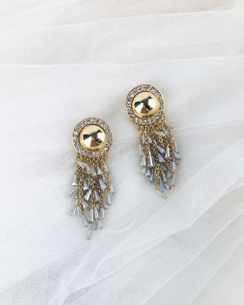 

роскошные роскошные серьги с кисточками в стиле ретро с инкрустацией бриллиантами, Silver