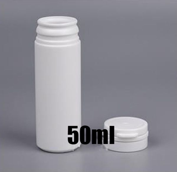 50pcs 50ml Redonda White Cap Tearing PE Tube, plástico vazio Bottle Packing, Candy Container, armazenamento de amostras