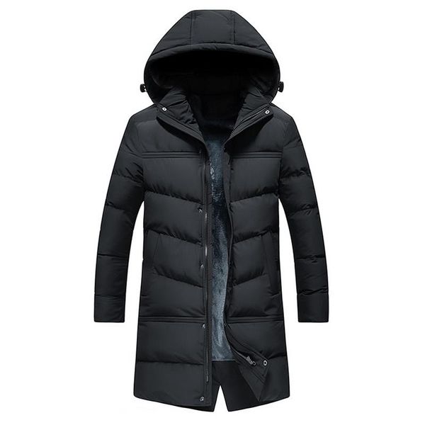 

winter parka men thick warm coats with hooded long overcoats new male clothing casual jacket size l-4xl, Black