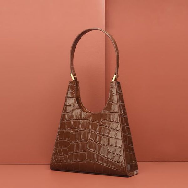 

2020 new style women's leather bags handbag net crocodile pattern vintage underarm bag shoulder bag