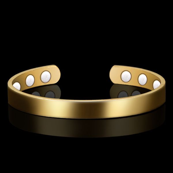 

18 k gold bracelet with european and american openings and gold-plated inlaid magnet pure smooth bracelet, Black