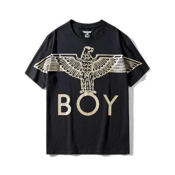 

2019 summer new boy short-sleeved t-shirt male classic gold wings eagle eagle half-sleeve t-shirt female cotton bottoming shirt, White