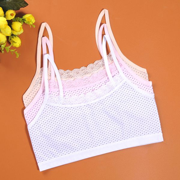 

Teenage Girl Training Bra Lace Dot Child Bra Kids Girl Underclothes Clothing Kids Vest Bras Teenage Soft Cotton Underclothes