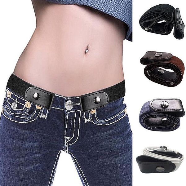 

buckle stretch belt women men adjustable no buckle/show invisible belts for jeans pants dresses for jeans pants dresses, Black;brown