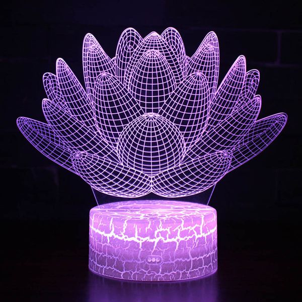 

lotus design 3d illusion lamp hoom&room flower decoration night lights creative touch table lamps perfect christmas gifts