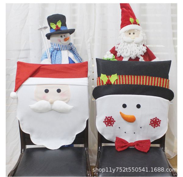 

new style christmas ornaments santa snowman chair cover l restaurant holiday decorative supplies chair cover