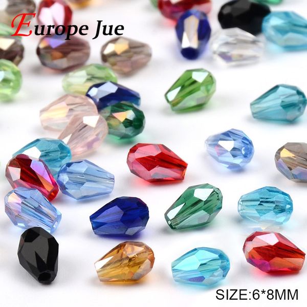 

100pcs waterdrop faceted austrian crystal beads 6*8mm teardrop glass beads for jewelry making bracelet ing, Black