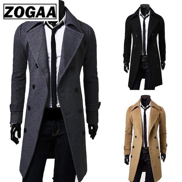

2018 new geek mens wool coat jacket double-breasted mens overcoat long sleeve men coat winter slim solid male trench, Black