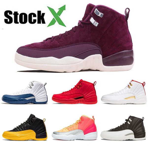 

stockx bordeaux 12s mens basketball shoes 12 punch fiba gym red wntr the master playoffs french blue taxi designer balls shoes, White;red