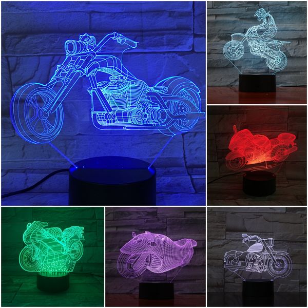 

motorcycle led night light decoration 3d illusion 7 color changing childrens kids baby nightlight gifts table lamp bedroom decor