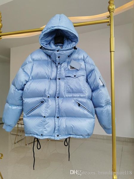 

новейший дизайн бренд мужчины женщины повседневная пуховик пуховые пальто мужские открытый меховой воротник теплое перо платье зимнее пальто, Black