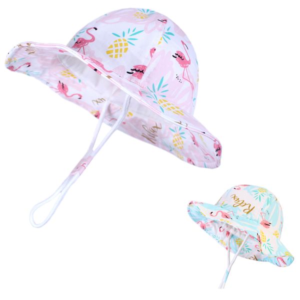 

2019 new spring and summer childrens fisherman hat cotton printed baby hat sun visor dome sun hat, Blue;gray