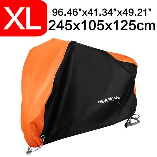 

xl 245cm 96inch orange black 190t taffeta water proof rain dust sun uv outdoor indoor motorcycle scooter dirt bike cover coat