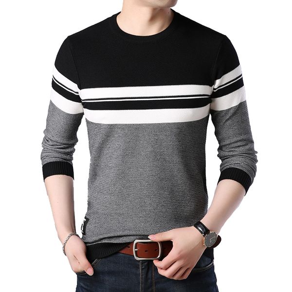 

tfetters 2020 autumn casual men's sweater men's o-neck striped slim fit knittwear mens sweaters pullovers mens pullover neck, White;black