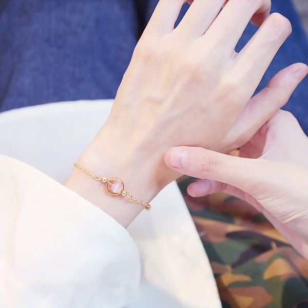 

bracelet womens korean-style recruit peach go lucky and lucky simple personality students sen department of fresh girlfriends beads hand jew, Black