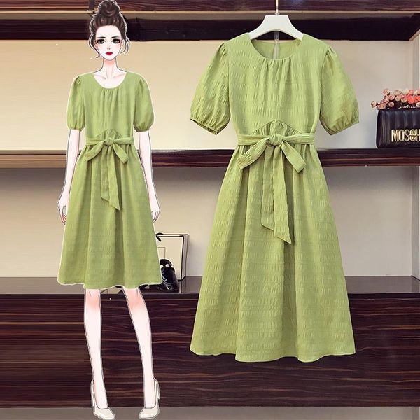 

party dresses 8 colors -5xl lace up folds short sleeve o-neck a-line loose slim simple solid colours summer holiday cocktail, White;black