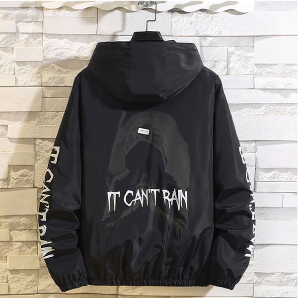 

2020 новый мужской весна лето куртка с капюшоном мода печати ветровка водонепроницаемый повседневная куртка бомбардировщик молния пальто m-5, Black;brown