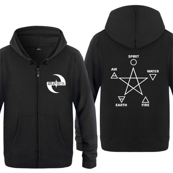 

mens hoodies rock five elements and pentagram 30stm printed hoodie men hip hop fleece long sleeve men's jacket sweatshirts skate, Black