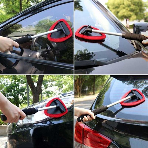 

microfiber auto window cleaner long handle car wash brush rag windshield glass wiper car cleaning brush detailing care