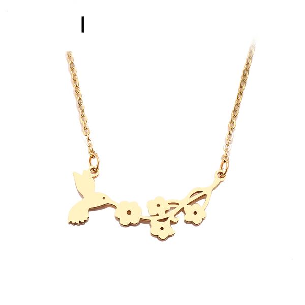 

popular sumptuous stainless steel necklace for women man bird and flower gold and silver color pendant necklace engagement jewelry gift