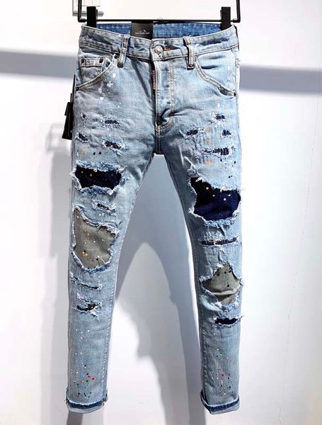 

2020ss european and american men make old jeans slim version motorcycle motorcycle denim, men fashion designer men casual jeans km, Blue