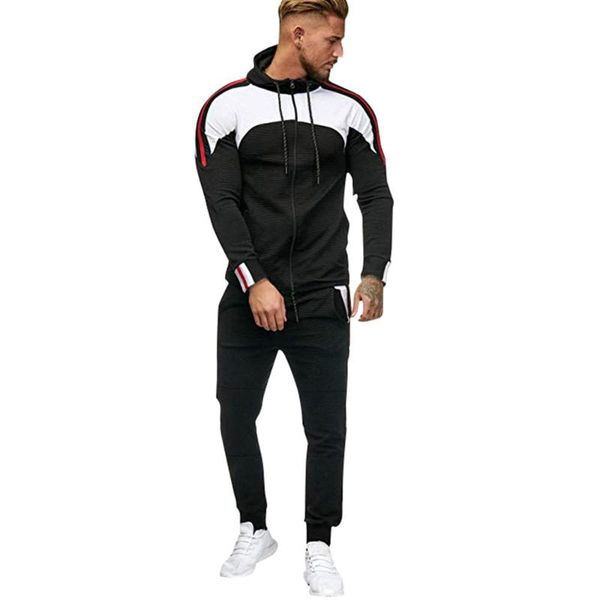 

men's sweatshirt suit sport-wear tracksuit autumn winter pocket sweatshirt pants sets sport suit outdoor casual fitness set, Black;blue