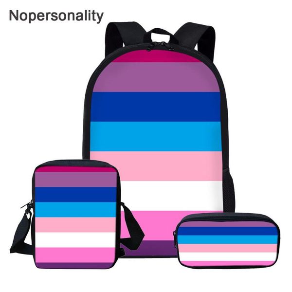 

nopersonality 3pcs/set colorful rainbow print middle school bookbags for girls hipster woman bookbag personality kids school bag