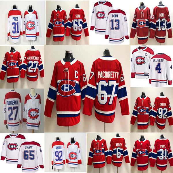 

montreal canadiens jersey 13 max domi 31 carey price 6 shea weber 92 jonathan drouin 11 brendan gallagher stitched red white hockey, Black;red