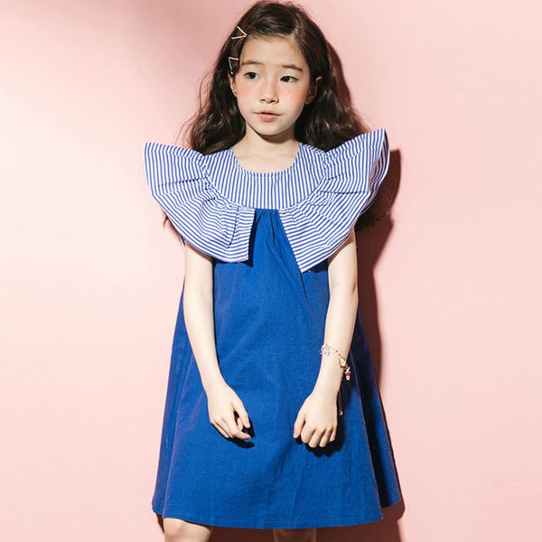 

2020 korean girls dress summer new cotton splicing sundress zhong da tong sweet sleeveless princess dress, Red;yellow