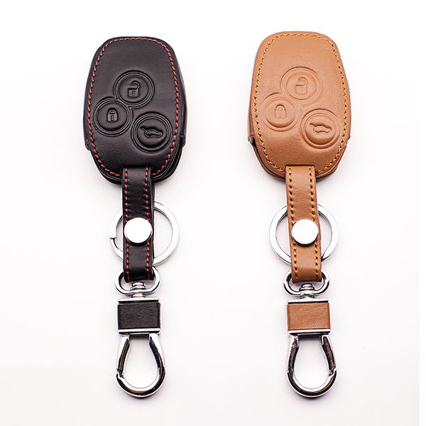 

leather key case car remote control 3 button key shell for clio landscape megane dust collector sandero captur shell