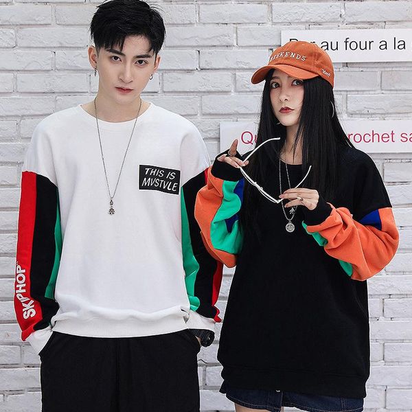 

2019 любителей осеннего свитер мужчин подростков харбор ветер волна хип-хоп моды рыхлого круглые мужчин шеи класса обслуживания и женщины, Black