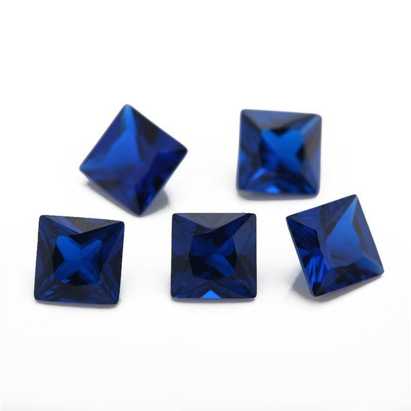 

size 3x3~10x10mm square shape 113# blue stone princess cut synthetic spinel blue stone for jewelry, Black