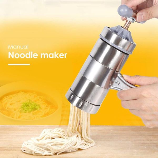 

stainless steel manual noodle maker press pasta machine noodle cutter with pressing moulds making spaghetti kitchen tools