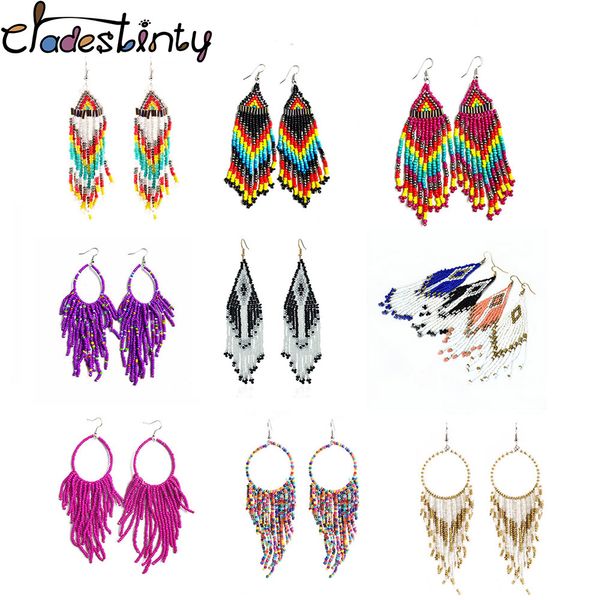 

chadestinty multicolor beaded tassel earrings for women handmade ear hook earring boho long fringe dangle earings ethnic jewelry, Silver