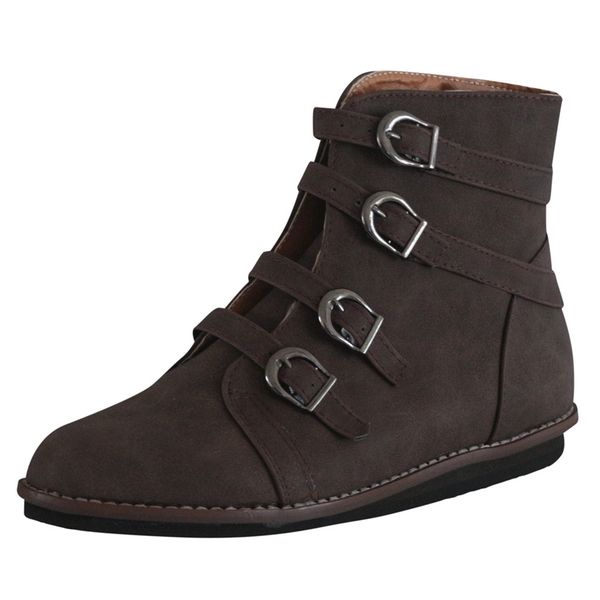 

fashion women's snow boots comfortable round toe ankle boots for women buckle strap low-heeled casual women winter 2019, Black