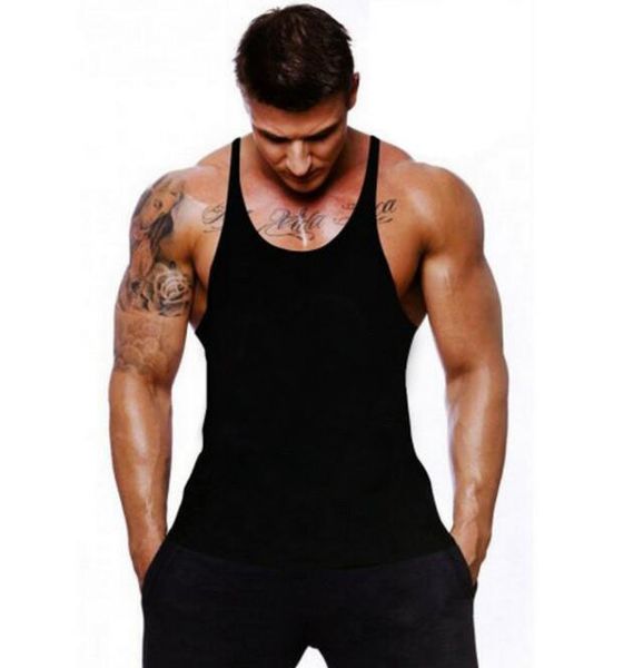 

лето обычная одежда мышцы бодибилдинг стрингер майка мужская фитнес синглеты хлопок рубашка без рукавов тренировки спортивная майка, White;black