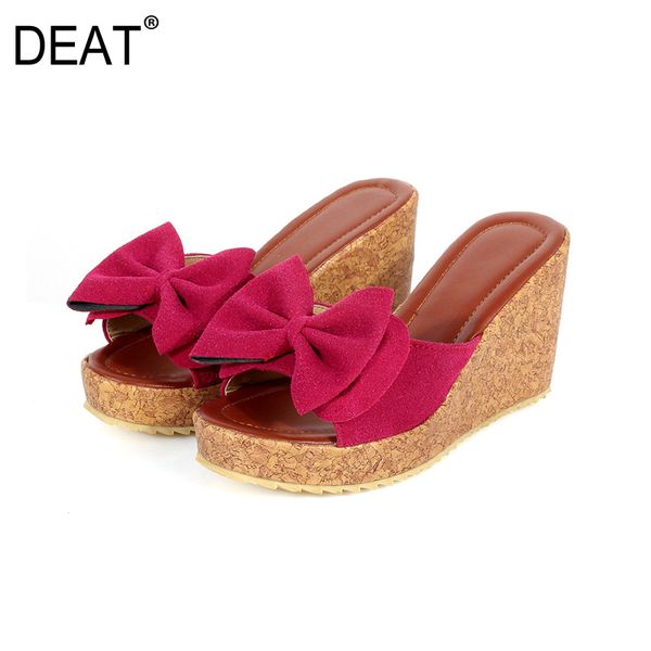 

deat] 2020 new spring summer round toe matte bowknot casual chunky bottom platform slippers women shoes fashion tide 10h173, Black