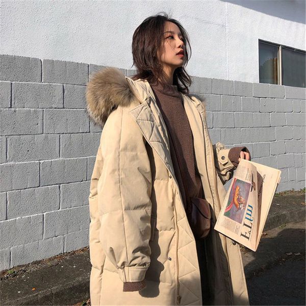 

2019 new winter jackets thicken warm coat hooded fur collar cotton clothing female down jacket women long parkas overcoat yl451, Black