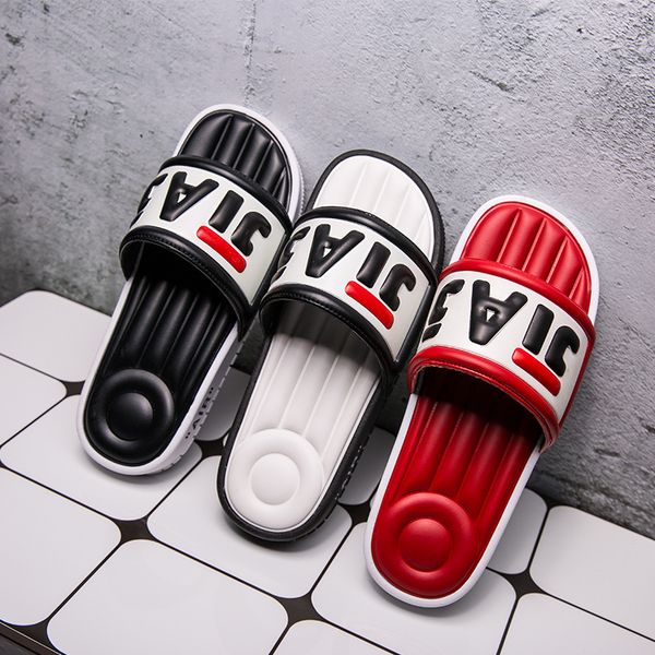 

couple fashion wear tide slippers summer word drag non-slip home slippers, Black