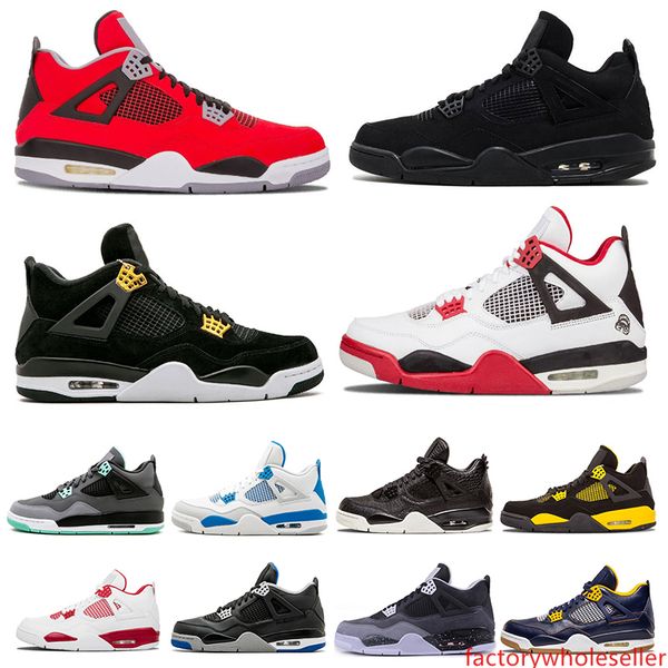 

new 4 4s men basketball shoes white cement pure money royalty thunder bred motosports blue sports sneakers shoes us 7-13
