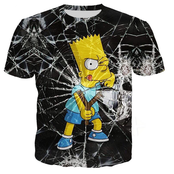 

2019 новая мода классический мультфильм аниме симпсоны футболка мужчины / женщины 3d печать высокого качества harajuku стиль футболка летняя, White;black