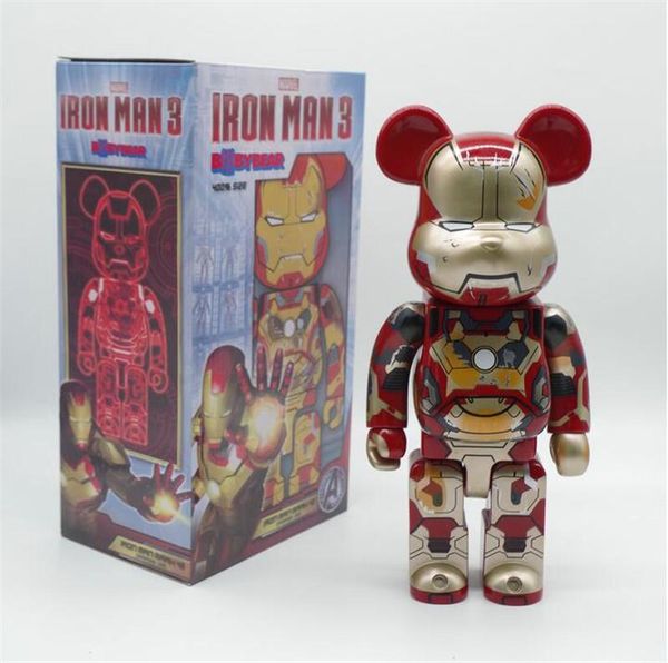 

горячая 400% 28 см мстители фильм bearbrick железный человек медведь фигурки игрушка для коллекционеров be@rbrick art work модель украшения