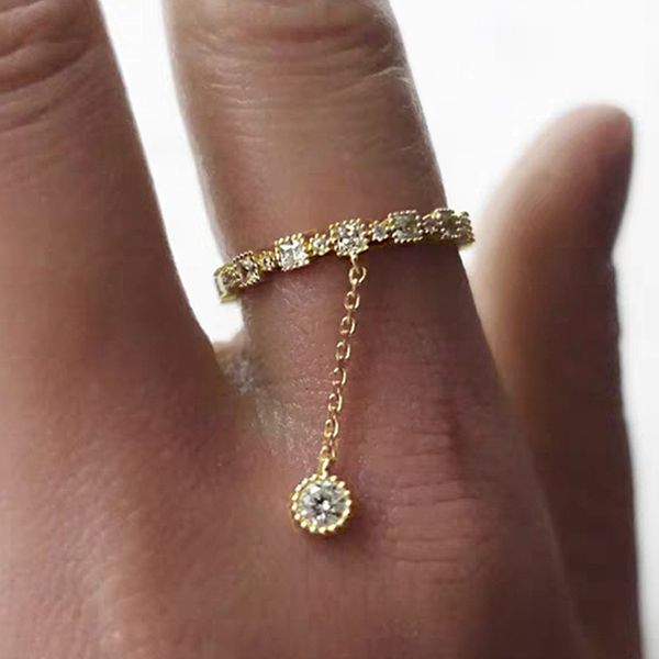 

s1289 fashion jewely individual zircon pendant ring gold plated lady's index finger ring, Silver