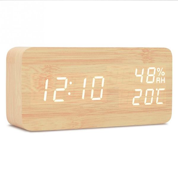 

electronic digital alarm clock wood multifunction classic led display deskdigital alarm clock bedside living room bed #137