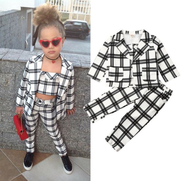 

3 PCS Mode Kinder Baby kids girls Winter Kleidung Plaid Coat Tops + Undercoat + Pants Set Winter Outfits set Fashion Tracksuit