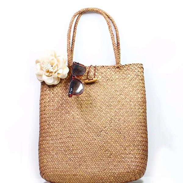 

2019 women bag over shoulder handmade seaweed woven bag straw woven handbag holiday beach female shopping bags