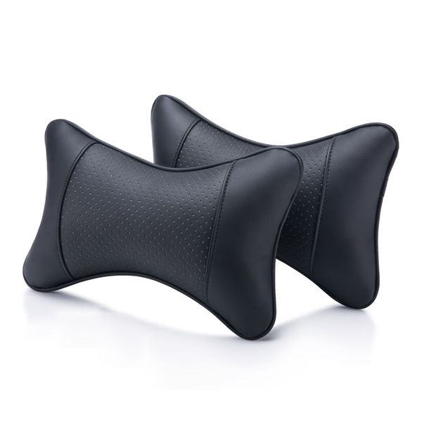 

2 pcs artificial leather car pillow protection your neck/car headrest hole-digging design/auto supplies safety neck pillow